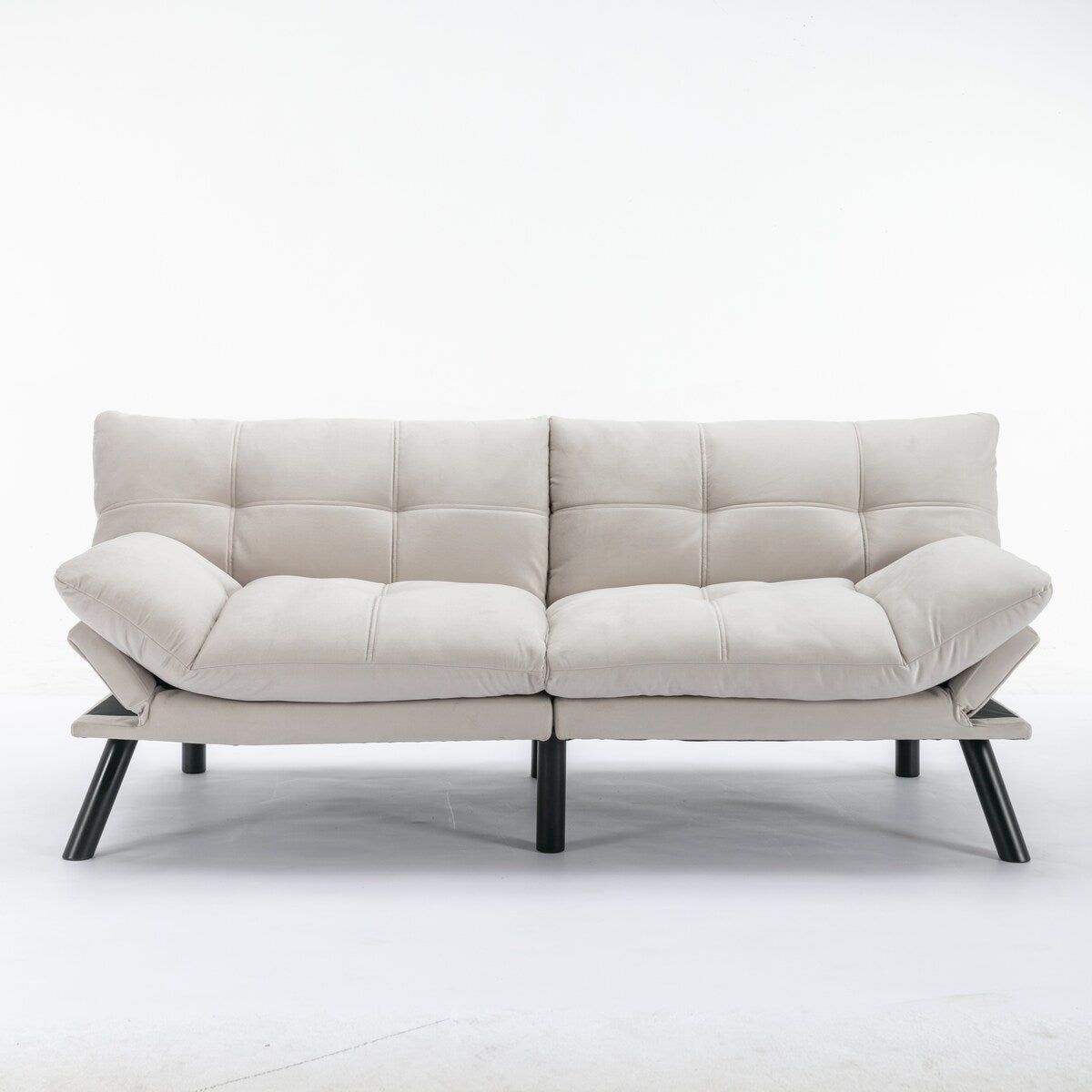 Trendy And Modern Style Grey Velvet Upholstered Sleeper Sofa Bed,2-Seater Adjustable Backrest Armless Sofa