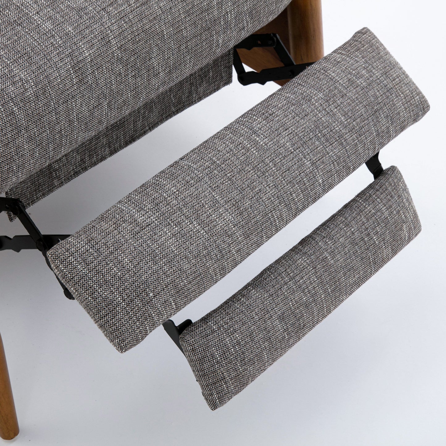 Tustin Wood Arm Push Back Recliner in Performance Fabric - Ashen Grey