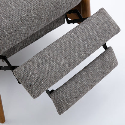 Tustin Wood Arm Push Back Recliner in Performance Fabric - Ashen Grey