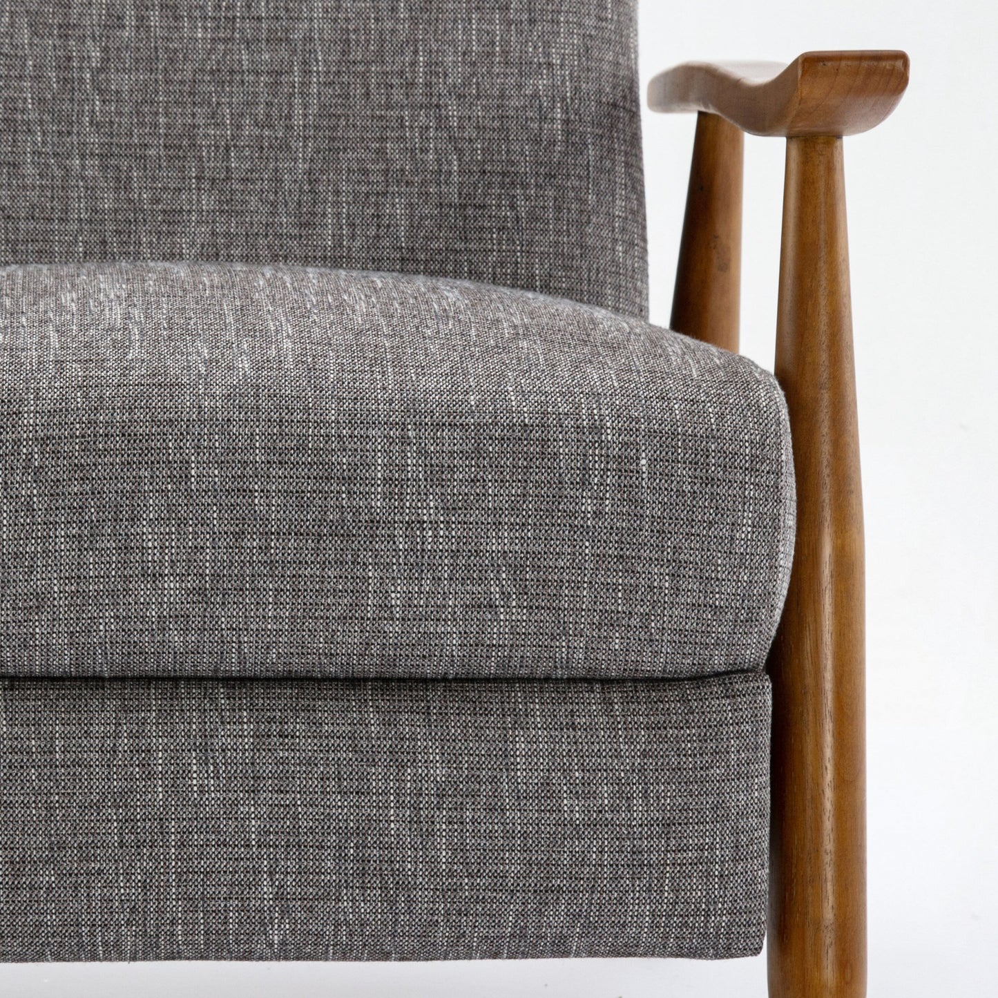 Tustin Wood Arm Push Back Recliner in Performance Fabric - Ashen Grey