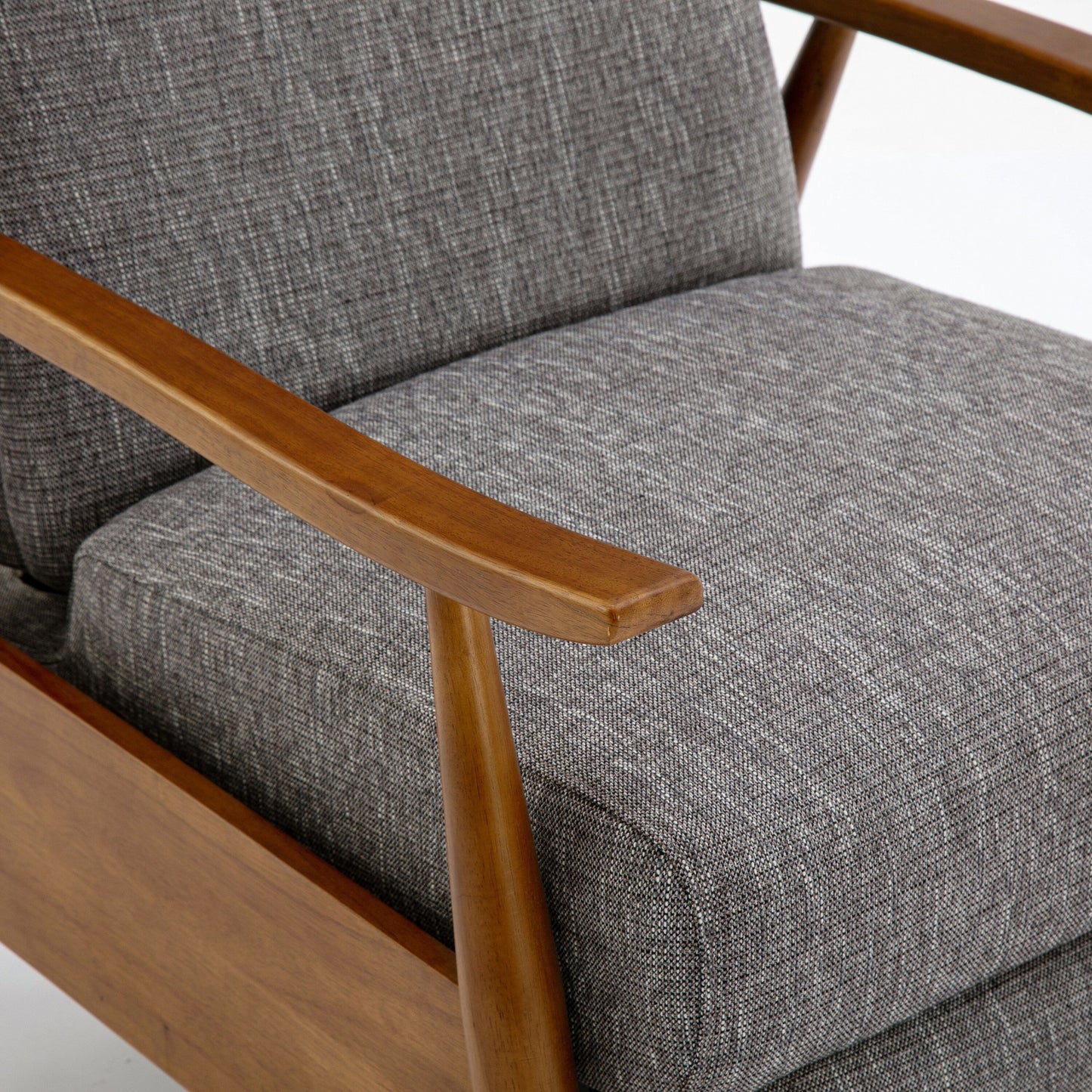 Tustin Wood Arm Push Back Recliner in Performance Fabric - Ashen Grey