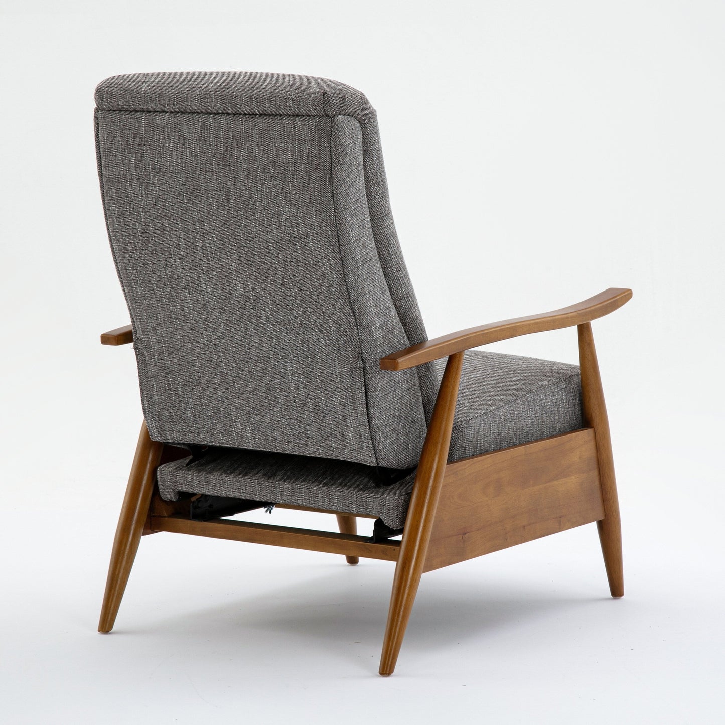 Tustin Wood Arm Push Back Recliner in Performance Fabric - Ashen Grey