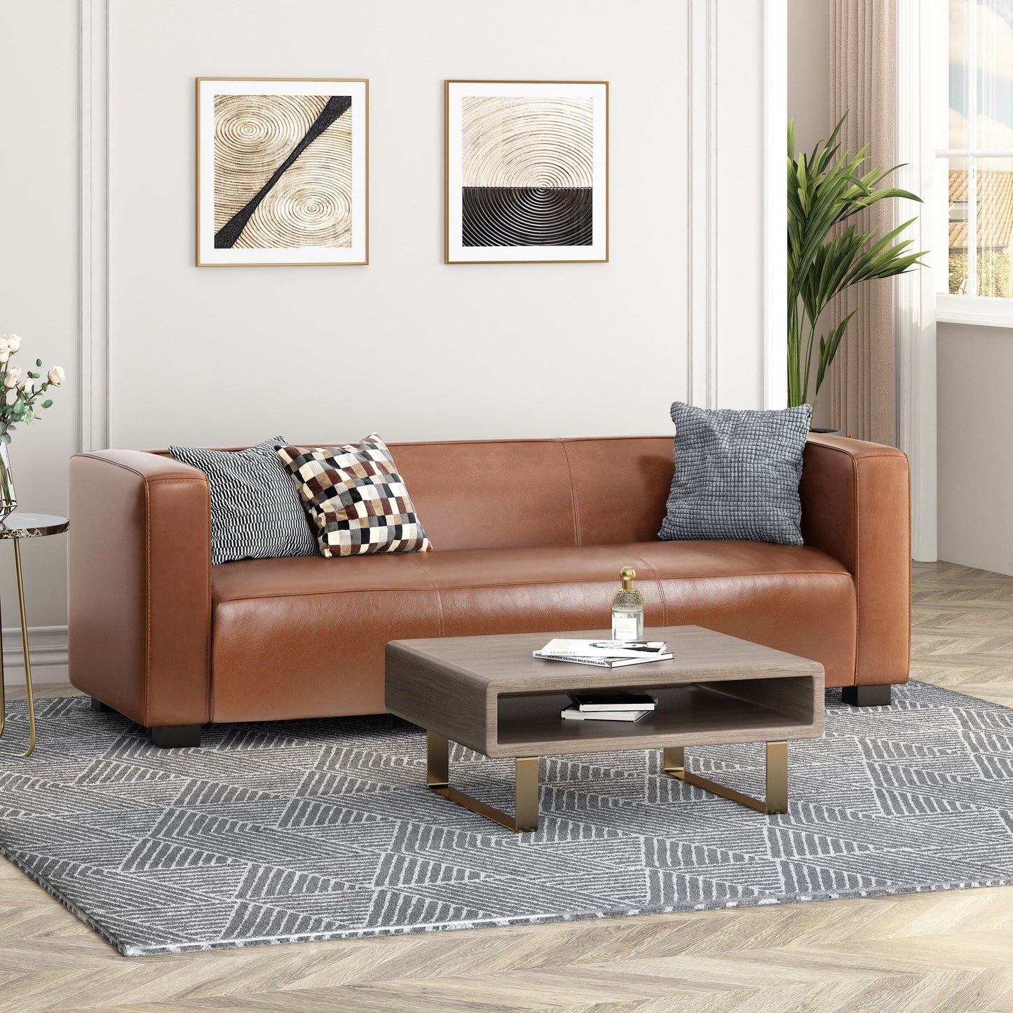 Tuxedo Arms 3-seater Sofa with Birch Wood Legs