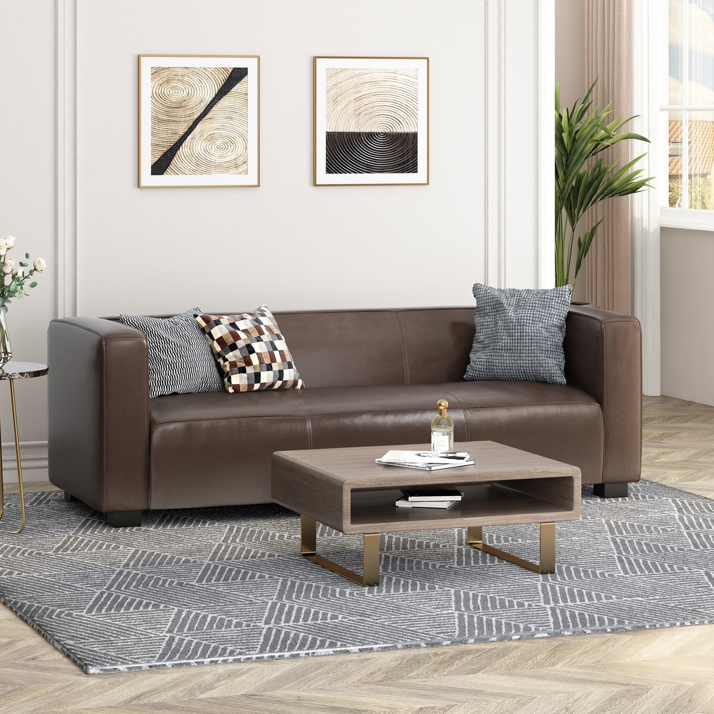 Tuxedo Arms 3-seater Sofa with Birch Wood Legs