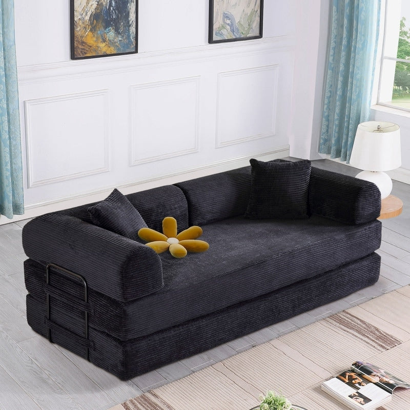 Twilight 2 - Piece Convertible Sleeper Sofa Bed, Corduroy Folding Mattress Couch with Fixed-Shape Framefor Cozy Living Spaces