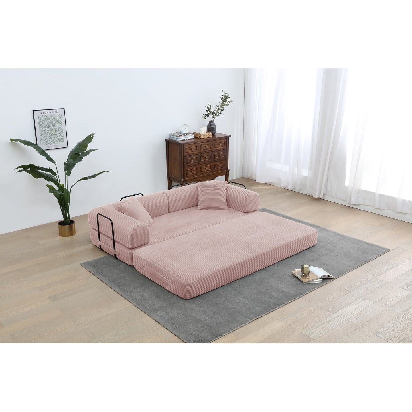 Twilight 2 - Piece Convertible Sleeper Sofa Bed, Corduroy Folding Mattress Couch with Fixed-Shape Framefor Cozy Living Spaces