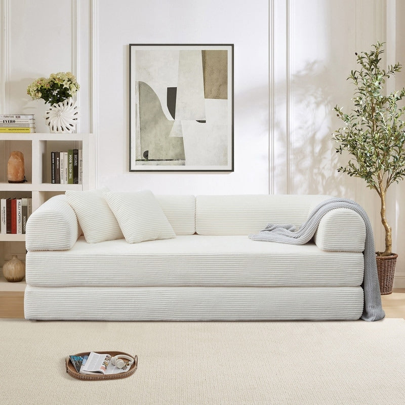Twilight 2 - Piece Convertible Sleeper Sofa Bed, Corduroy Folding Mattress Couch with Fixed-Shape Framefor Cozy Living Spaces