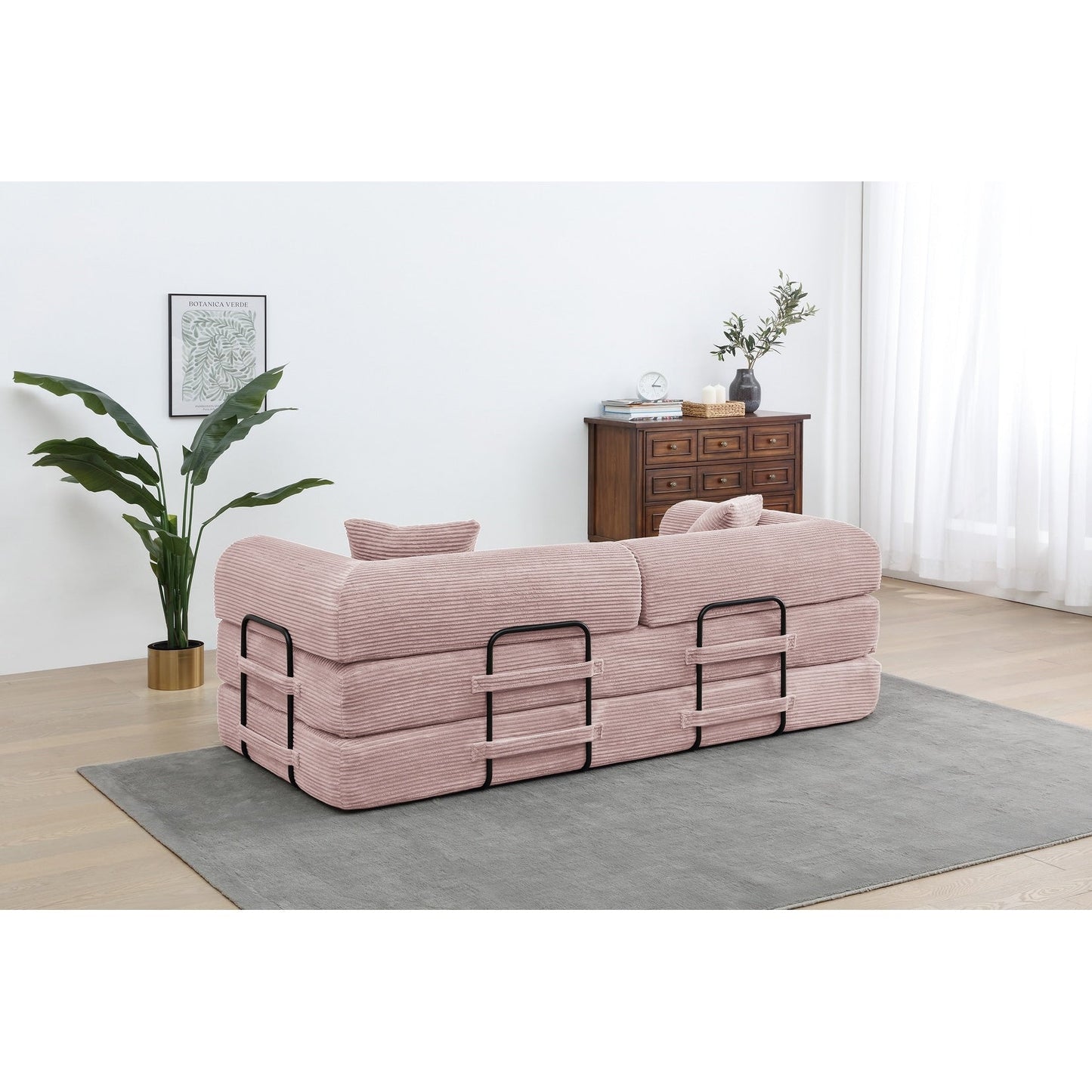 Twilight 2 - Piece Convertible Sleeper Sofa Bed, Corduroy Folding Mattress Couch with Fixed-Shape Framefor Cozy Living Spaces