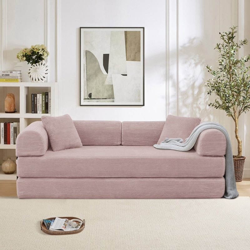 Twilight 2 - Piece Convertible Sleeper Sofa Bed, Corduroy Folding Mattress Couch with Fixed-Shape Framefor Cozy Living Spaces
