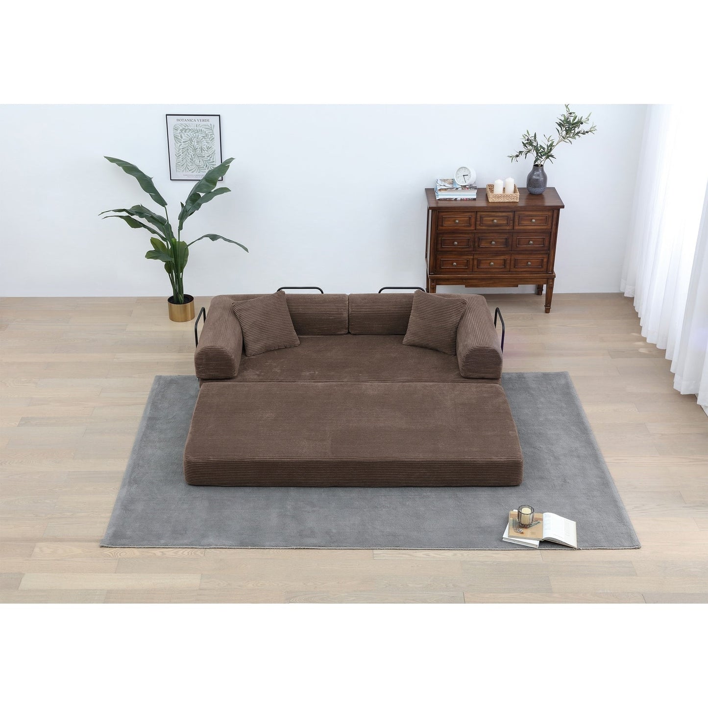 Twilight 2 - Piece Convertible Sleeper Sofa Bed, Corduroy Folding Mattress Couch with Fixed-Shape Framefor Cozy Living Spaces