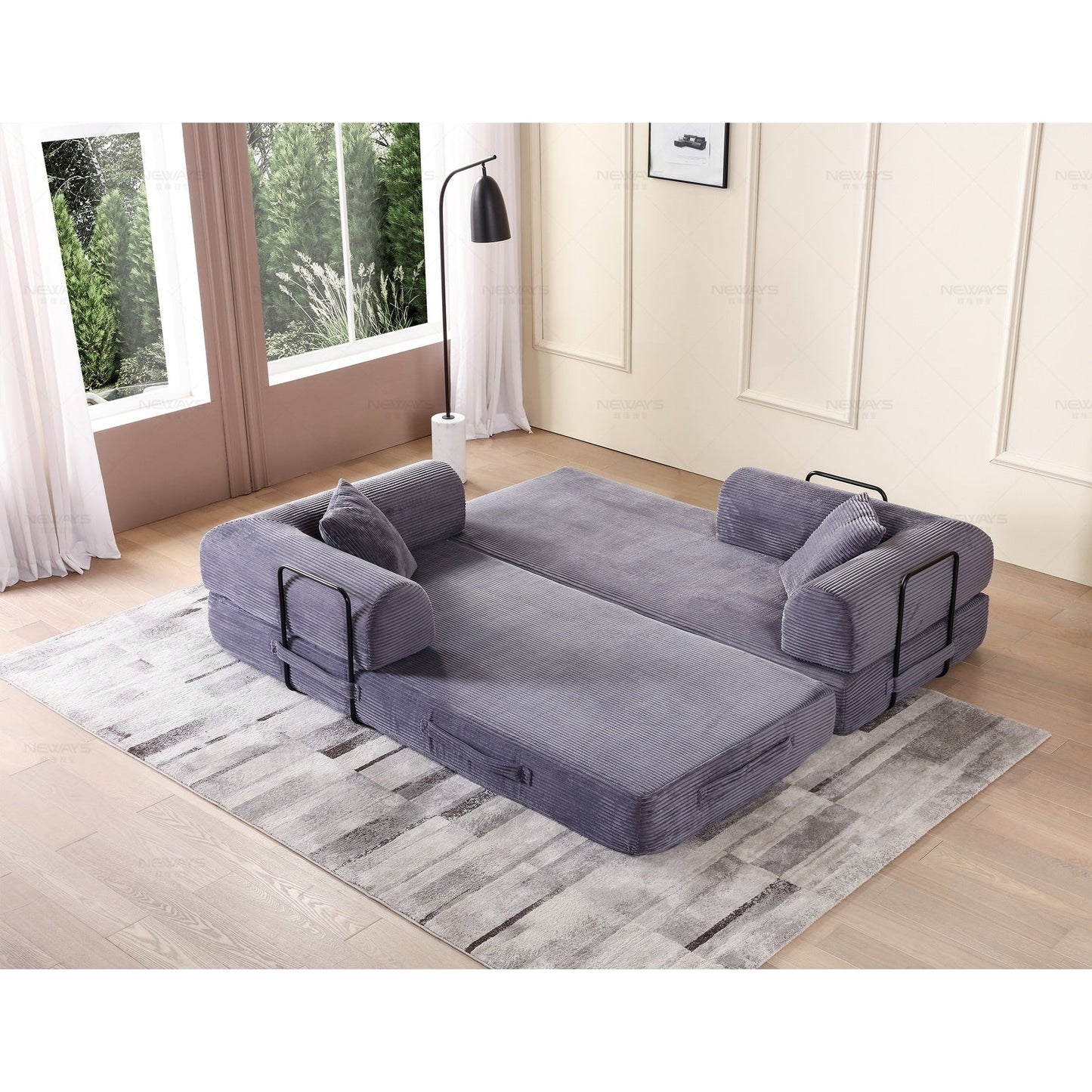 Twilight 2 - Piece Convertible Sleeper Sofa Bed, Corduroy Folding Mattress Couch with Fixed-Shape Framefor Cozy Living Spaces
