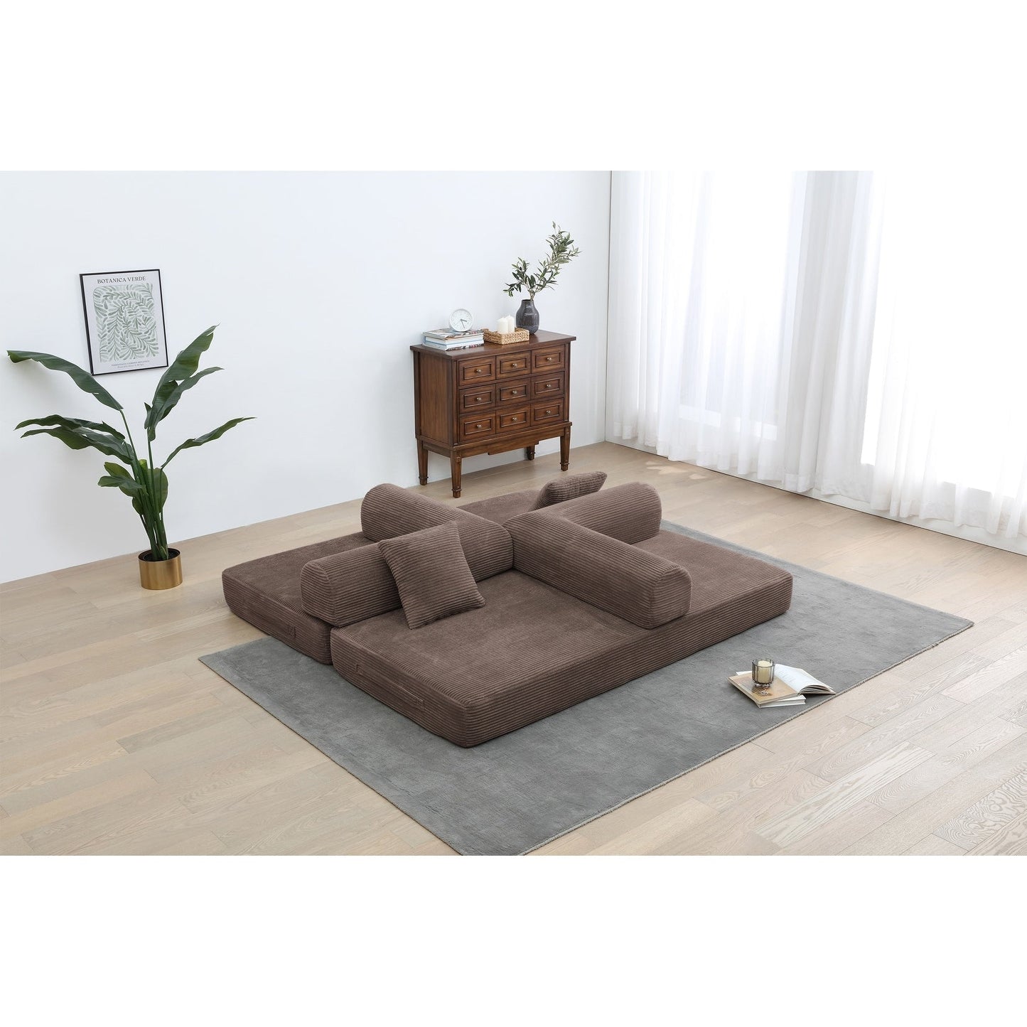 Twilight 2 - Piece Convertible Sleeper Sofa Bed, Corduroy Folding Mattress Couch with Fixed-Shape Framefor Cozy Living Spaces