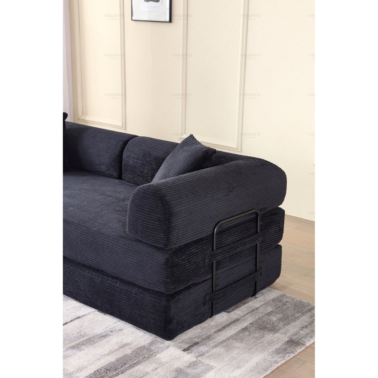 Twilight 2 - Piece Convertible Sleeper Sofa Bed, Corduroy Folding Mattress Couch with Fixed-Shape Framefor Cozy Living Spaces
