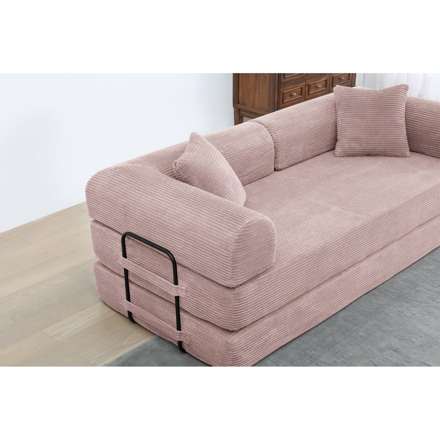 Twilight 2 - Piece Convertible Sleeper Sofa Bed, Corduroy Folding Mattress Couch with Fixed-Shape Framefor Cozy Living Spaces