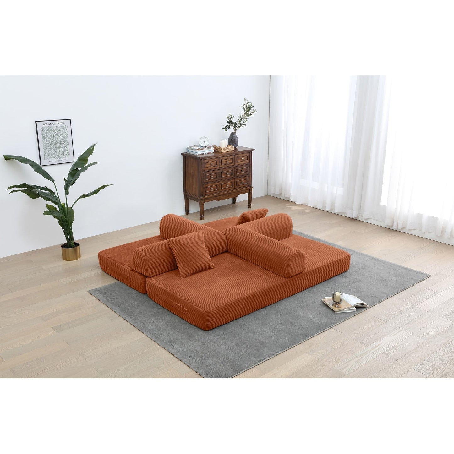 Twilight 2 - Piece Convertible Sleeper Sofa Bed, Corduroy Folding Mattress Couch with Fixed-Shape Framefor Cozy Living Spaces