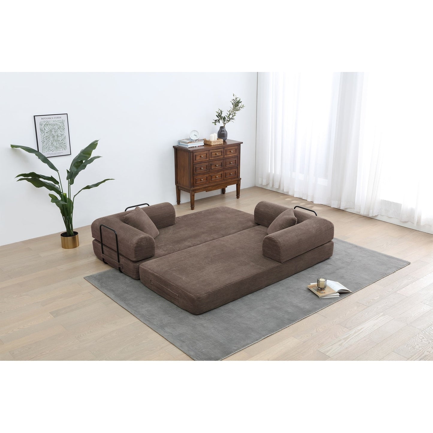 Twilight 2 - Piece Convertible Sleeper Sofa Bed, Corduroy Folding Mattress Couch with Fixed-Shape Framefor Cozy Living Spaces