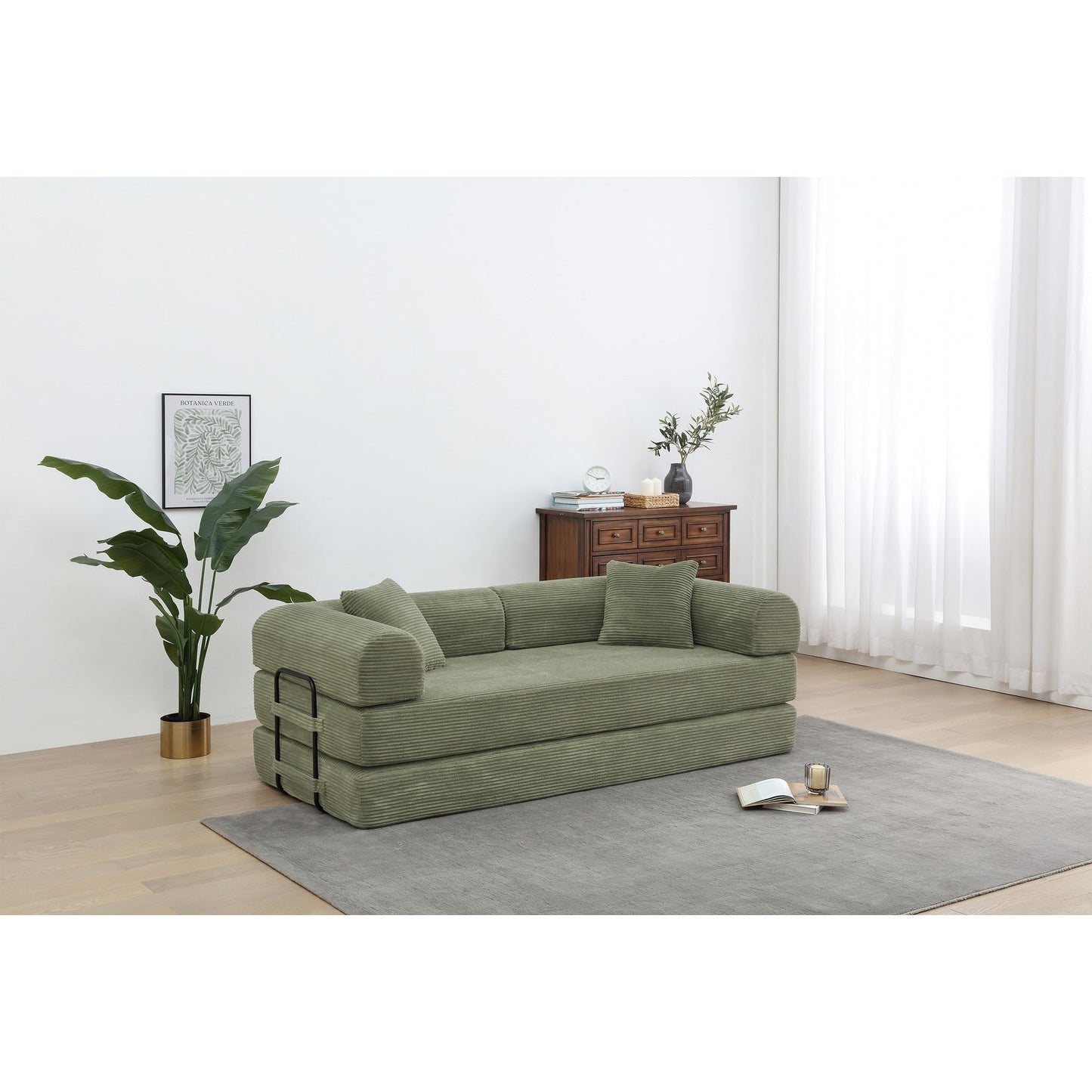 Twilight 2 - Piece Convertible Sleeper Sofa Bed, Corduroy Folding Mattress Couch with Fixed-Shape Framefor Cozy Living Spaces