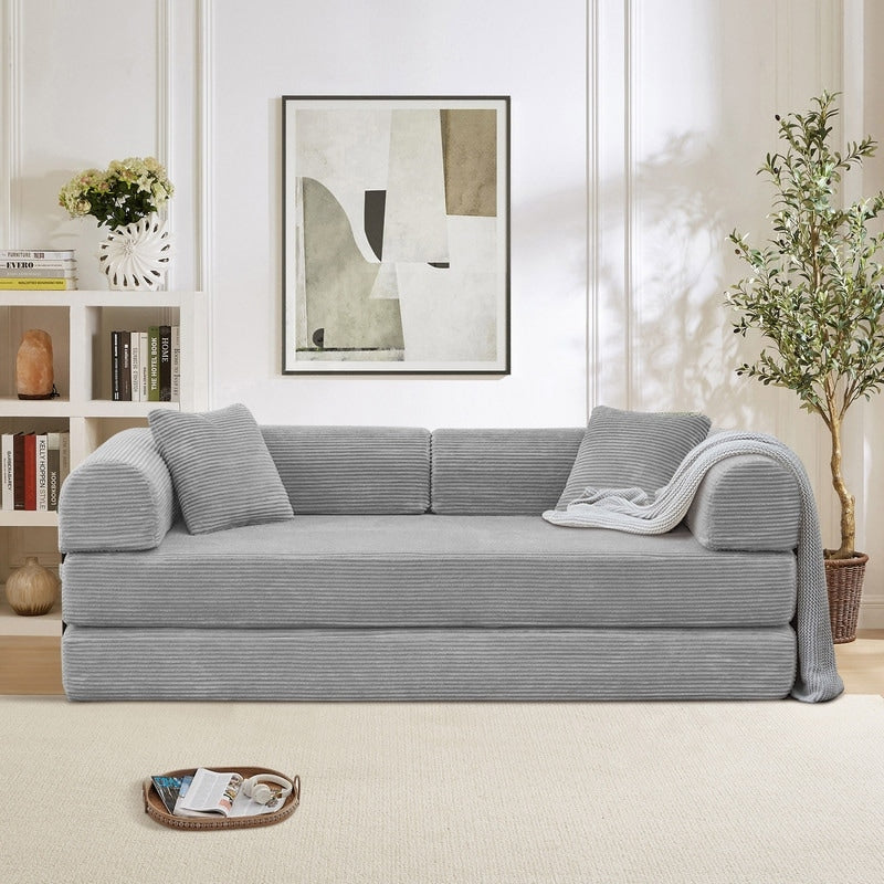 Twilight 2 - Piece Convertible Sleeper Sofa Bed, Corduroy Folding Mattress Couch with Fixed-Shape Framefor Cozy Living Spaces