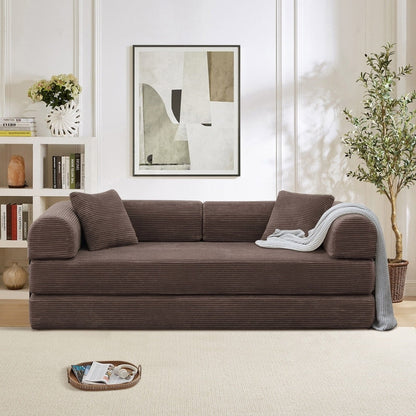 Twilight 2 - Piece Convertible Sleeper Sofa Bed, Corduroy Folding Mattress Couch with Fixed-Shape Framefor Cozy Living Spaces