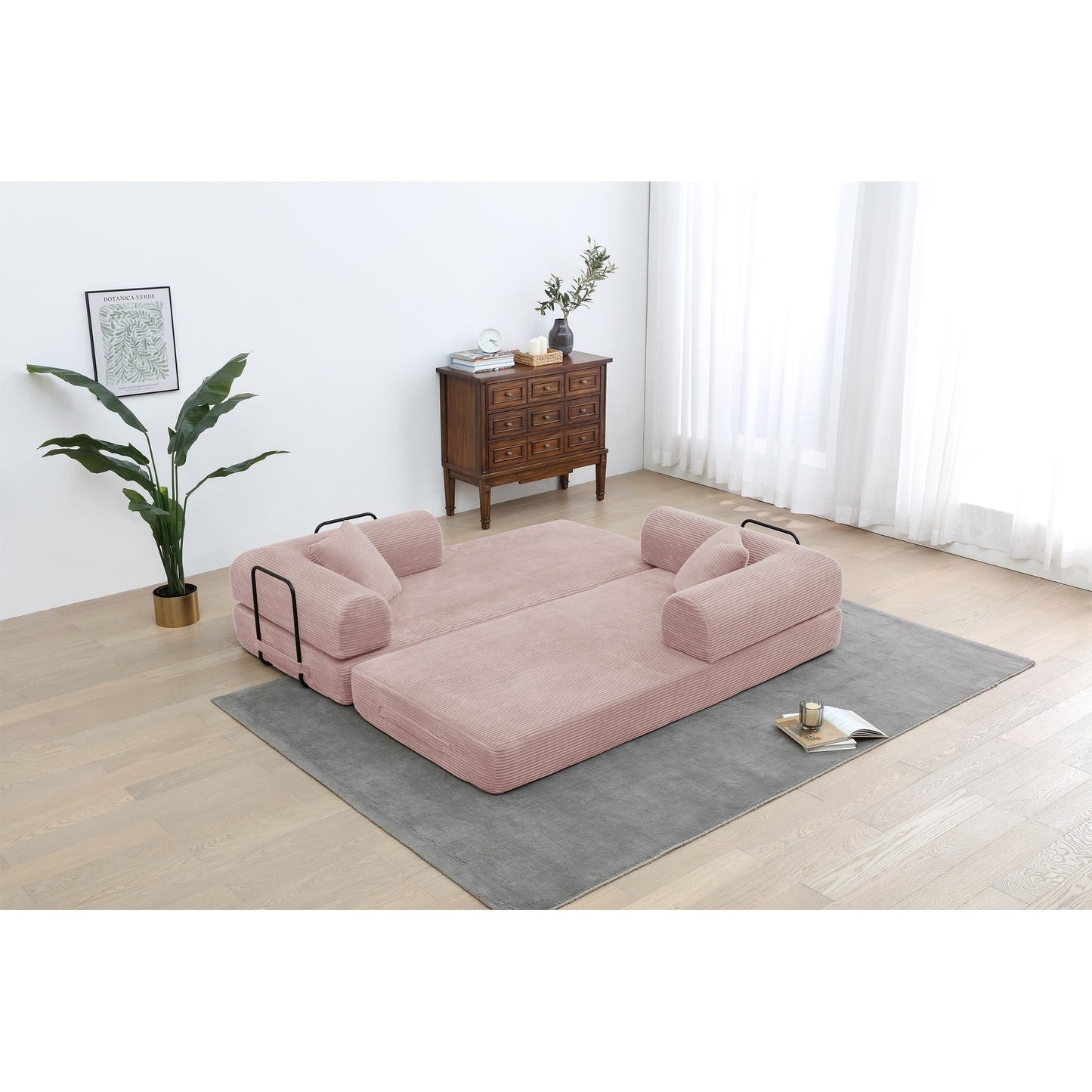 Twilight 2 - Piece Convertible Sleeper Sofa Bed, Corduroy Folding Mattress Couch with Fixed-Shape Framefor Cozy Living Spaces