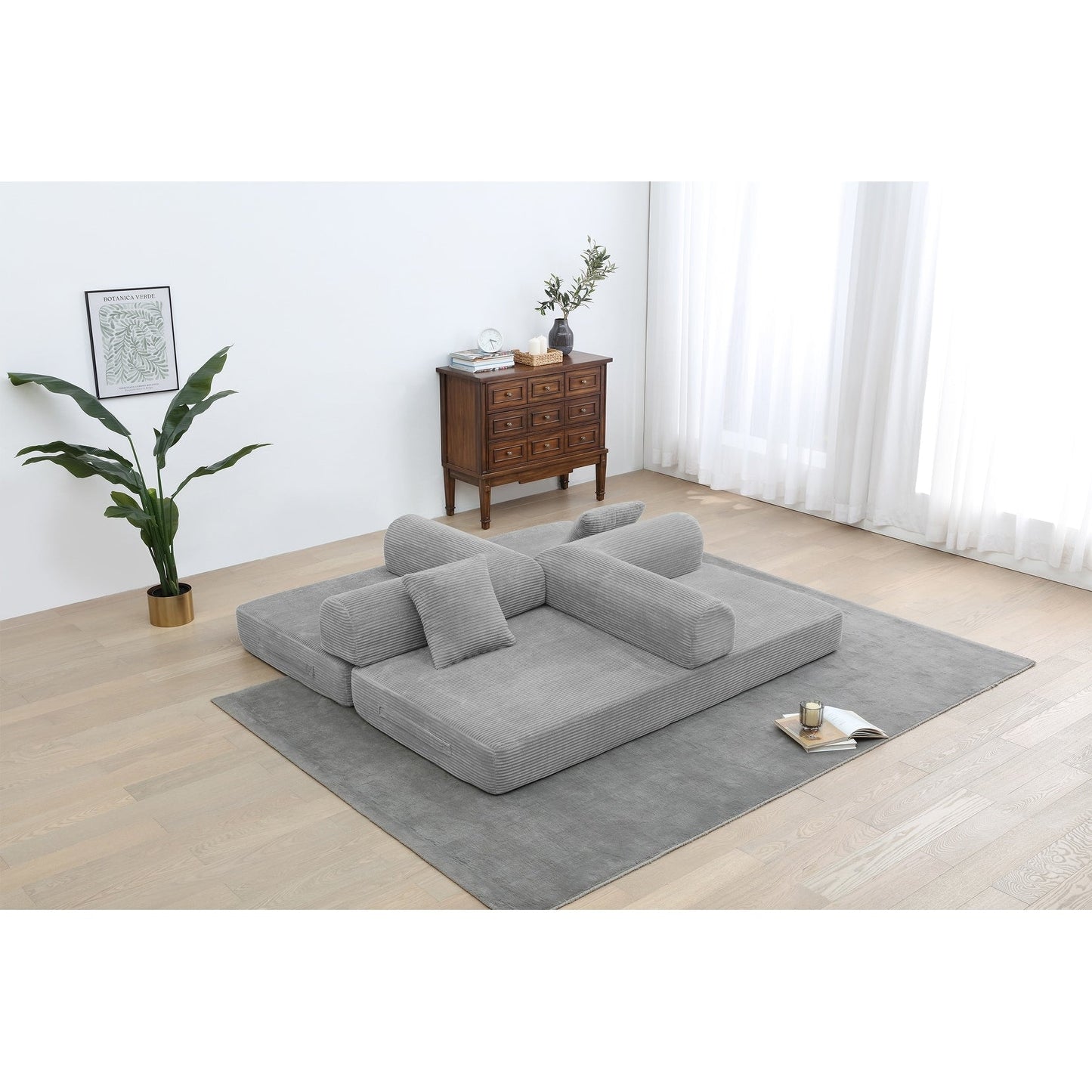 Twilight 2 - Piece Convertible Sleeper Sofa Bed, Corduroy Folding Mattress Couch with Fixed-Shape Framefor Cozy Living Spaces
