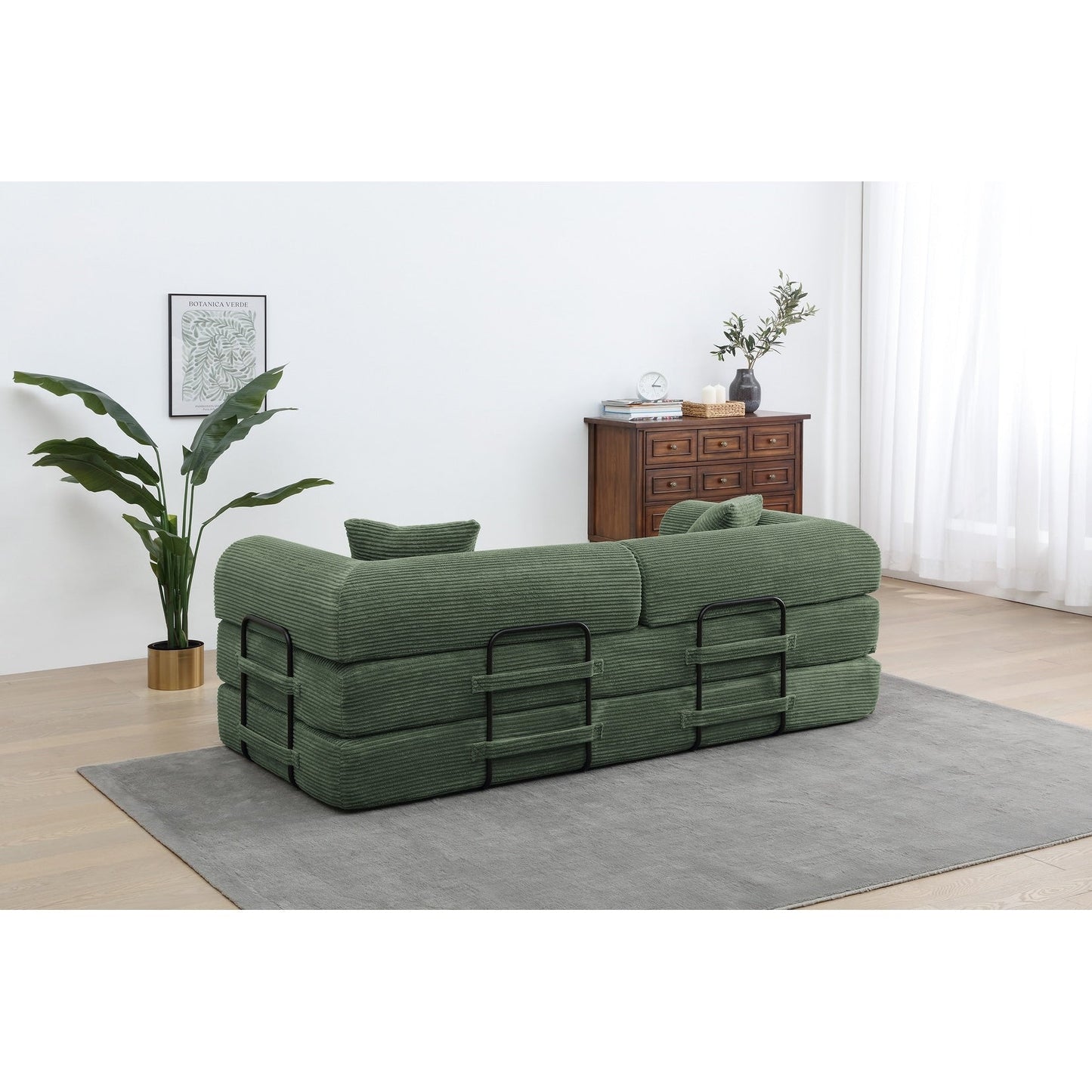 Twilight 2 - Piece Convertible Sleeper Sofa Bed, Corduroy Folding Mattress Couch with Fixed-Shape Framefor Cozy Living Spaces