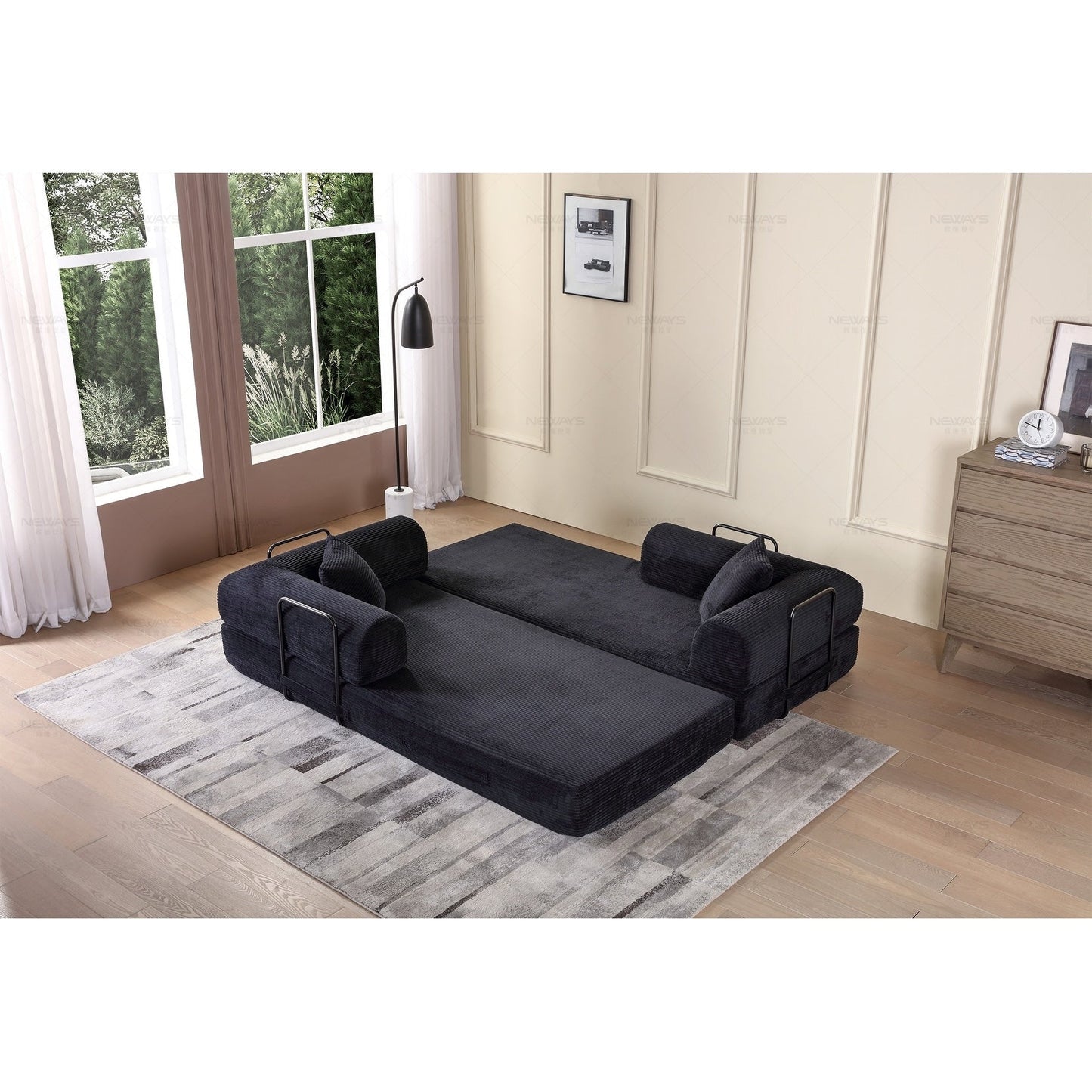 Twilight 2 - Piece Convertible Sleeper Sofa Bed, Corduroy Folding Mattress Couch with Fixed-Shape Framefor Cozy Living Spaces