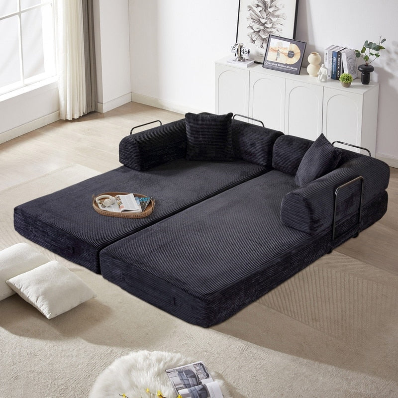 Twilight 2 - Piece Convertible Sleeper Sofa Bed, Corduroy Folding Mattress Couch with Fixed-Shape Framefor Cozy Living Spaces