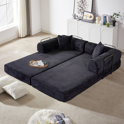 Twilight 2 - Piece Convertible Sleeper Sofa Bed, Corduroy Folding Mattress Couch with Fixed-Shape Framefor Cozy Living Spaces