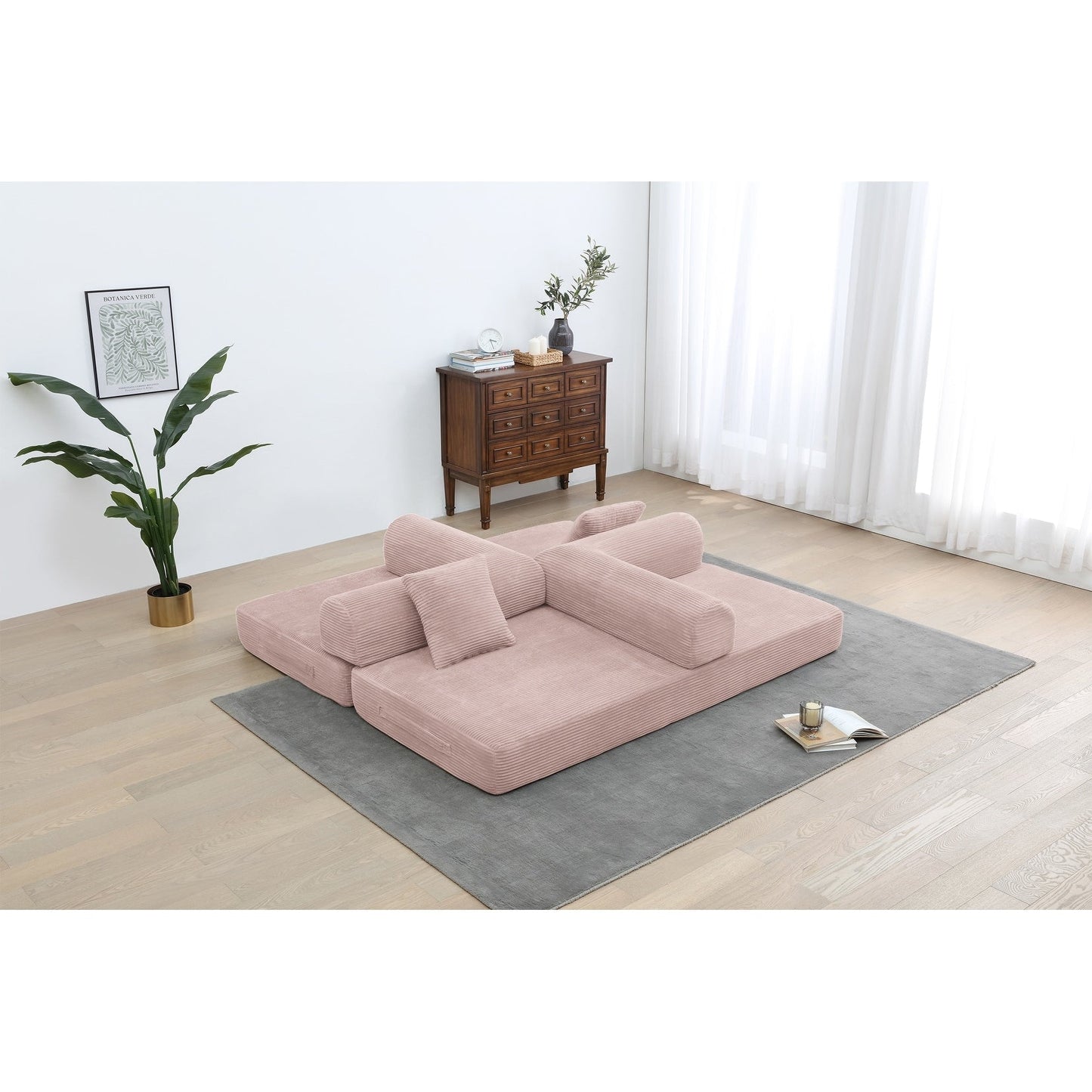 Twilight 2 - Piece Convertible Sleeper Sofa Bed, Corduroy Folding Mattress Couch with Fixed-Shape Framefor Cozy Living Spaces