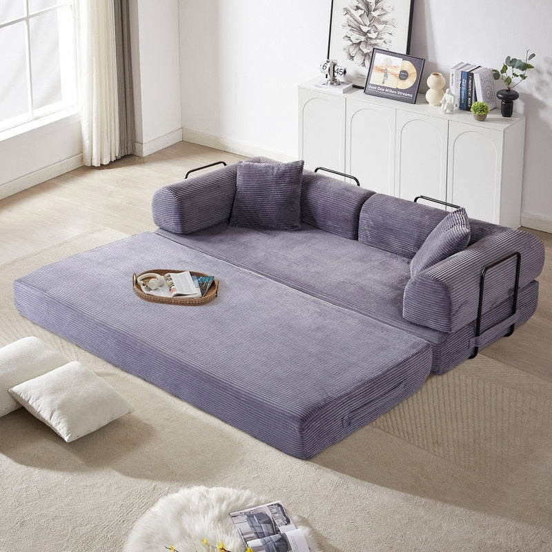 Twilight 2 - Piece Convertible Sleeper Sofa Bed, Corduroy Folding Mattress Couch with Fixed-Shape Framefor Cozy Living Spaces