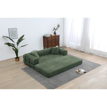 Twilight 2 - Piece Convertible Sleeper Sofa Bed, Corduroy Folding Mattress Couch with Fixed-Shape Framefor Cozy Living Spaces