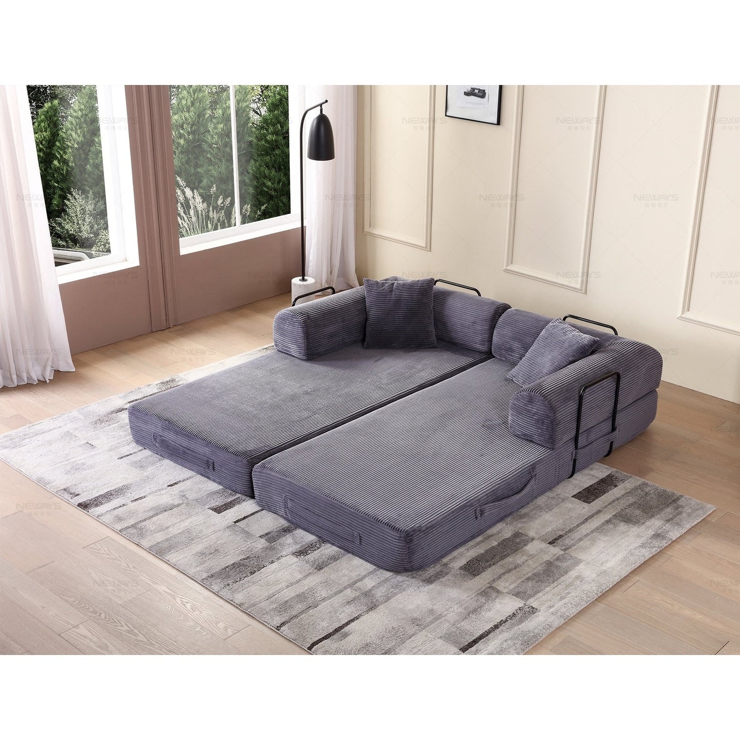 Twilight 2 - Piece Convertible Sleeper Sofa Bed, Corduroy Folding Mattress Couch with Fixed-Shape Framefor Cozy Living Spaces