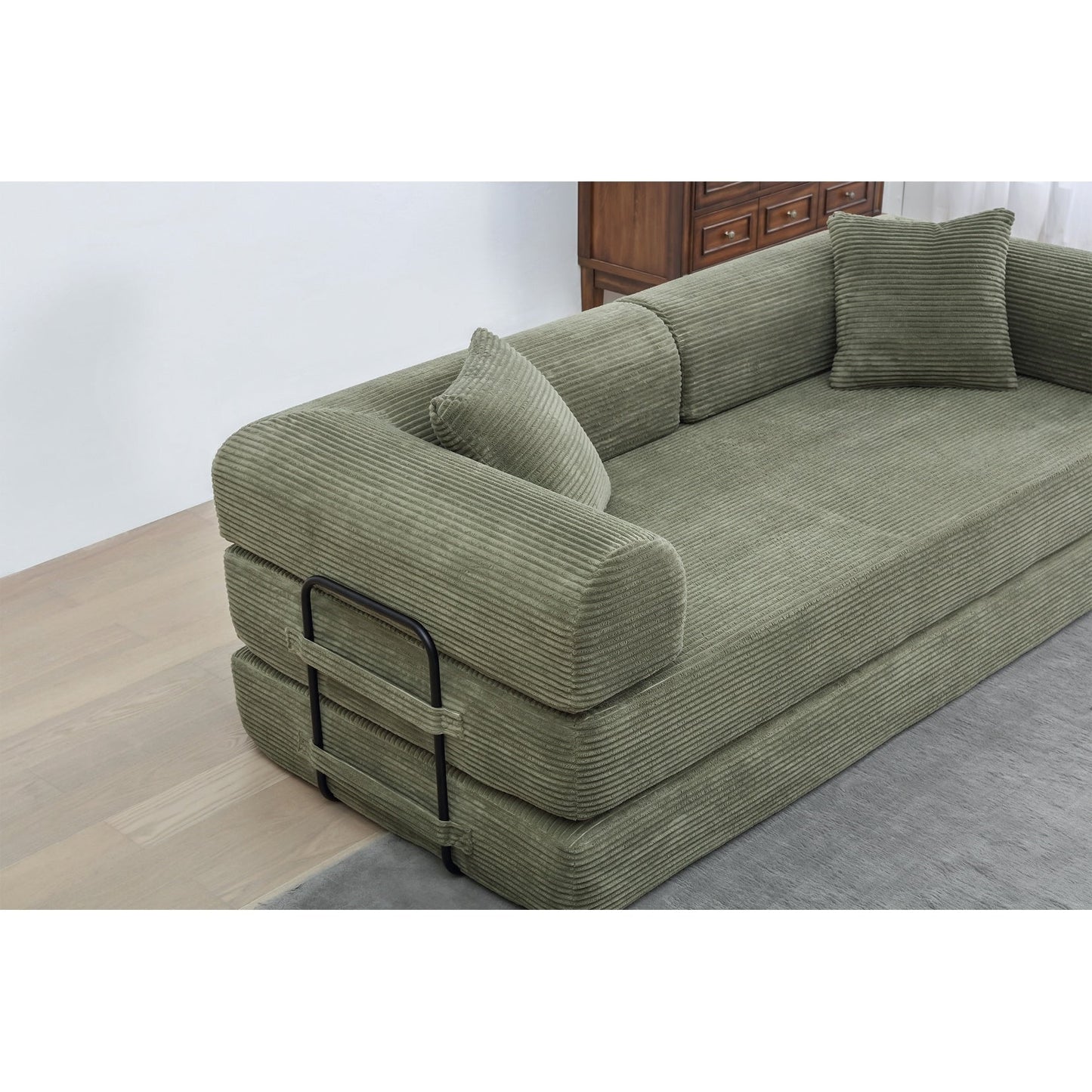 Twilight 2 - Piece Convertible Sleeper Sofa Bed, Corduroy Folding Mattress Couch with Fixed-Shape Framefor Cozy Living Spaces
