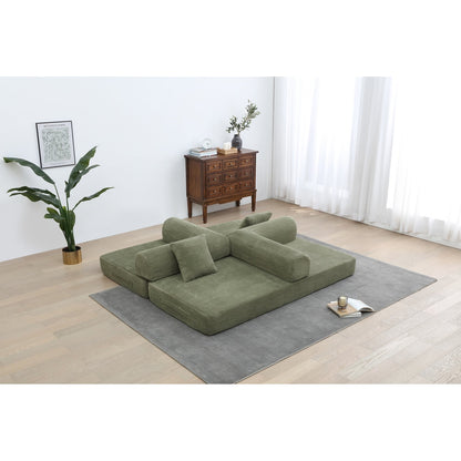 Twilight 2 - Piece Convertible Sleeper Sofa Bed, Corduroy Folding Mattress Couch with Fixed-Shape Framefor Cozy Living Spaces