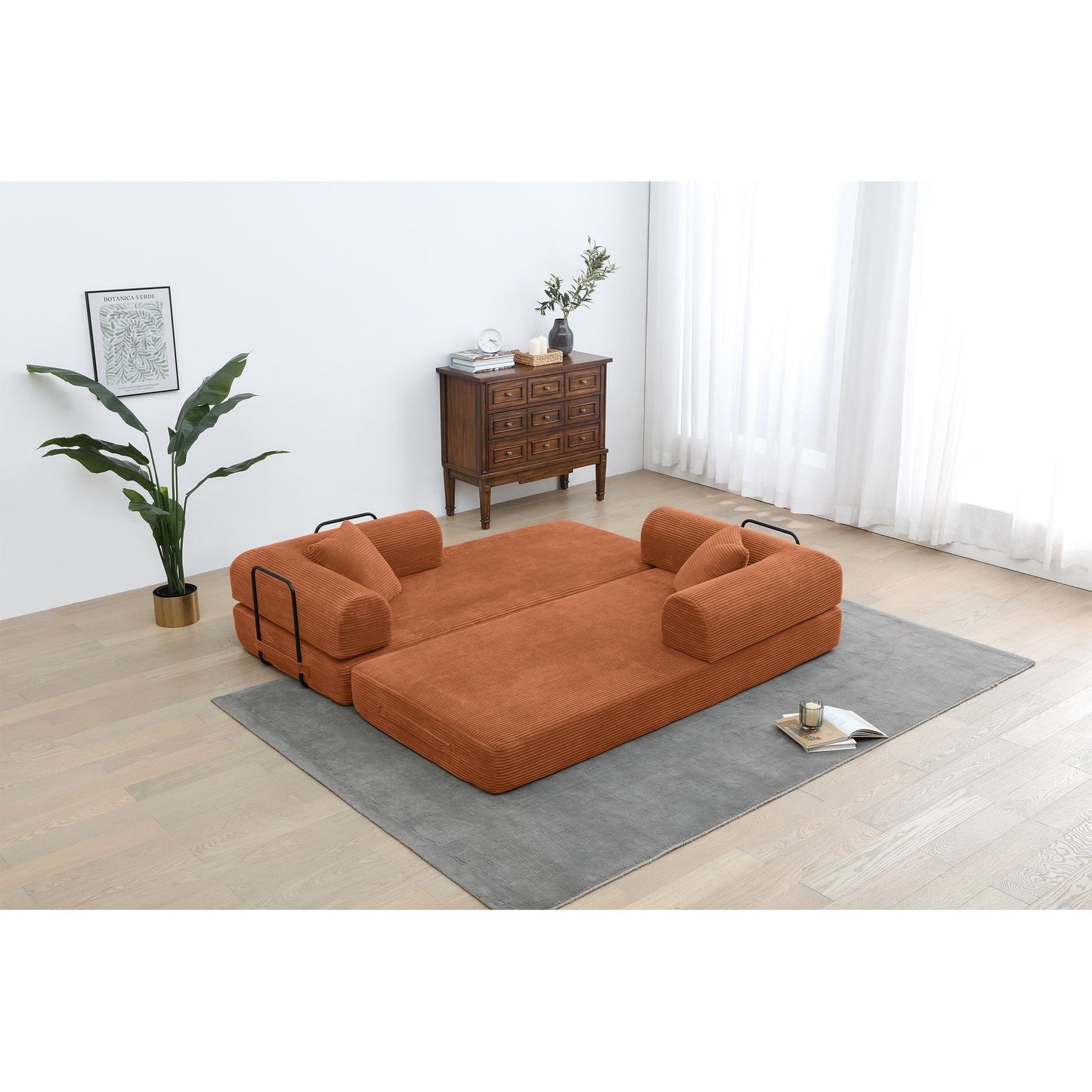 Twilight 2 - Piece Convertible Sleeper Sofa Bed, Corduroy Folding Mattress Couch with Fixed-Shape Framefor Cozy Living Spaces