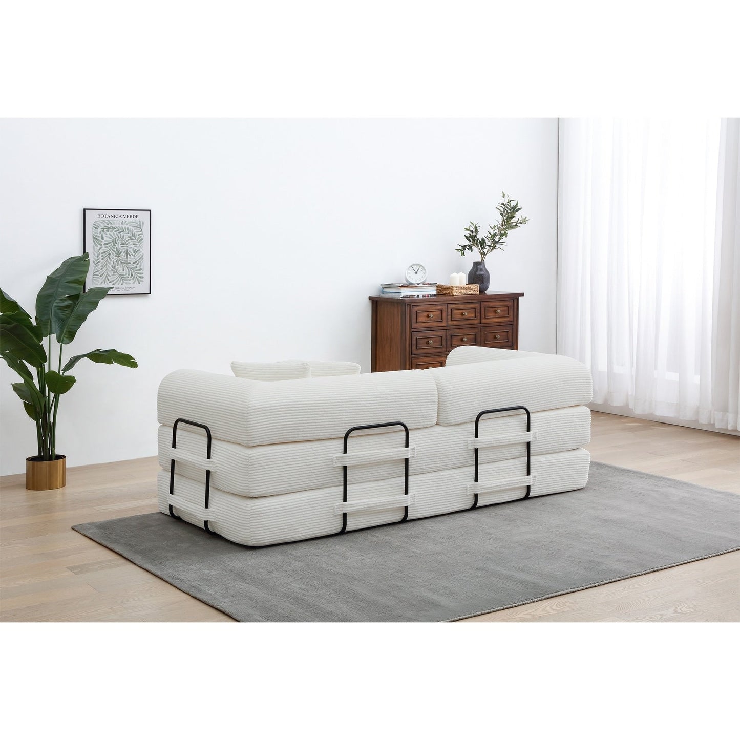 Twilight 2 - Piece Convertible Sleeper Sofa Bed, Corduroy Folding Mattress Couch with Fixed-Shape Framefor Cozy Living Spaces