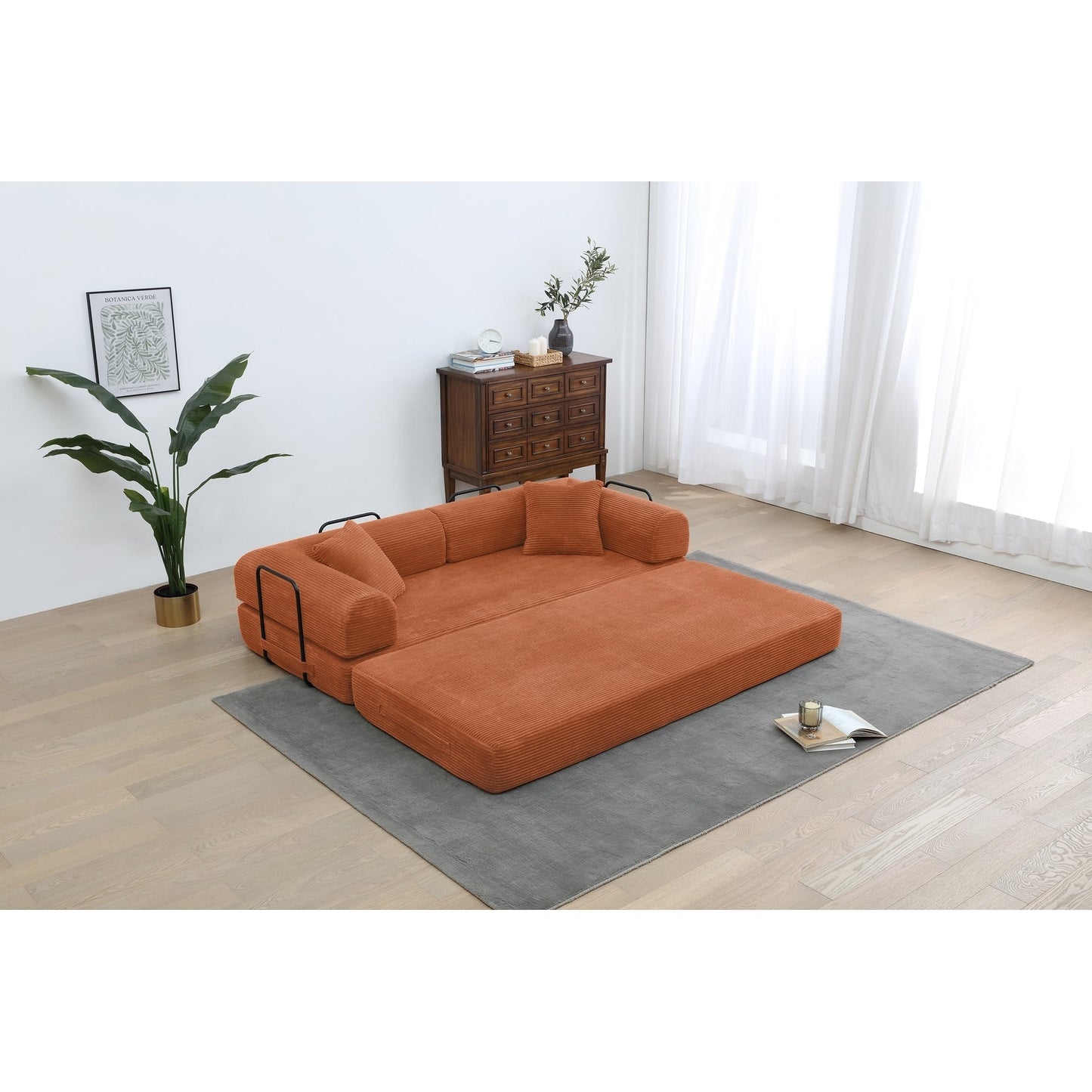 Twilight 2 - Piece Convertible Sleeper Sofa Bed, Corduroy Folding Mattress Couch with Fixed-Shape Framefor Cozy Living Spaces