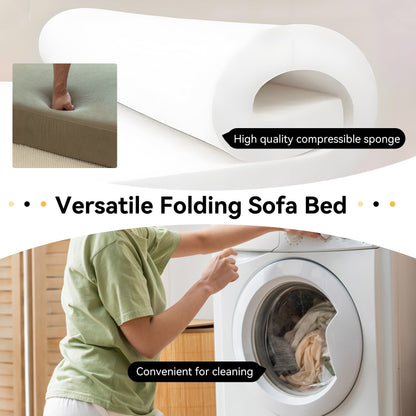Twin Convertible Sleeper - Multi-Functional Folding Sofa Bed with Pillow & Adjustable Backrest, Ideal for Dorms/Guest Rooms