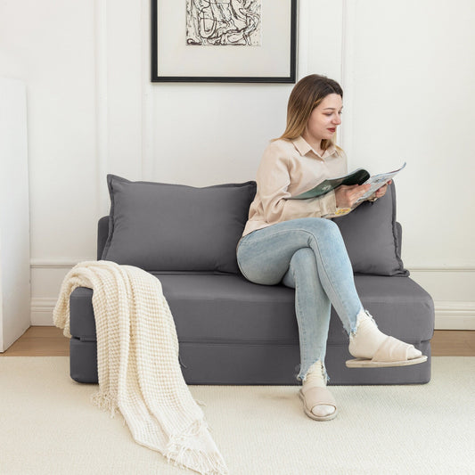 Twin Convertible Sleeper - Multi-Functional Folding Sofa Bed with Pillow & Adjustable Backrest, Ideal for Dorms/Guest Rooms