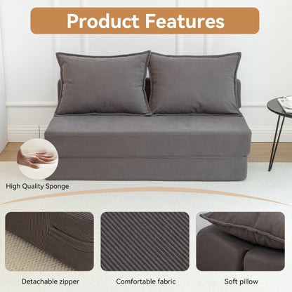 Twin Convertible Sleeper - Multi-Functional Folding Sofa Bed with Pillow & Adjustable Backrest, Ideal for Dorms/Guest Rooms