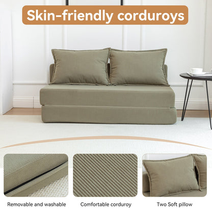 Twin Convertible Sleeper - Multi-Functional Folding Sofa Bed with Pillow & Adjustable Backrest, Ideal for Dorms/Guest Rooms