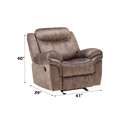 Two Tone Chocolate Velvet Glider Recliner