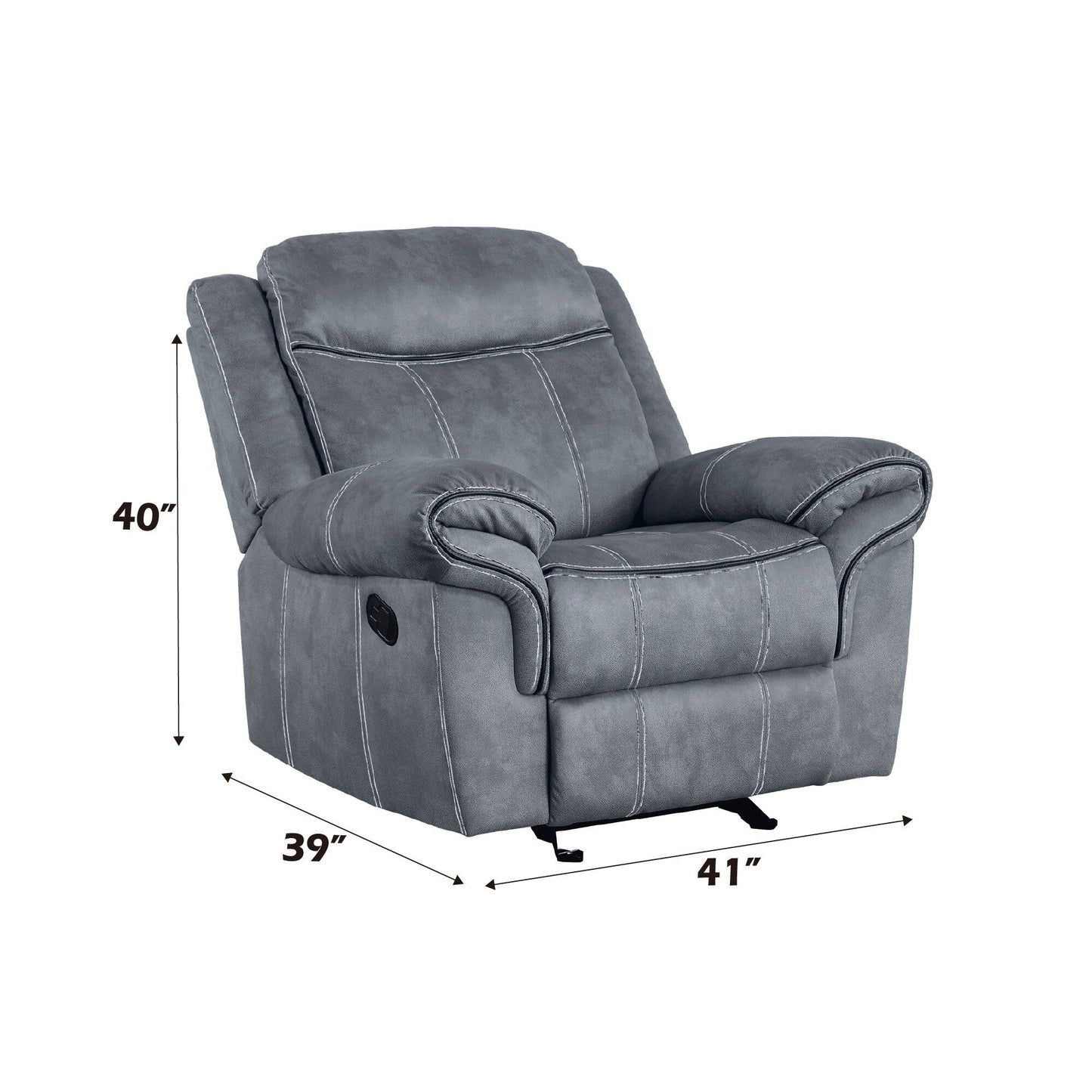 Two Tone Gray Velvet Glider Recliner