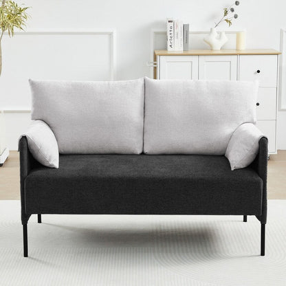 Two-Tone Loveseat Sofa with Wrapped Armrests