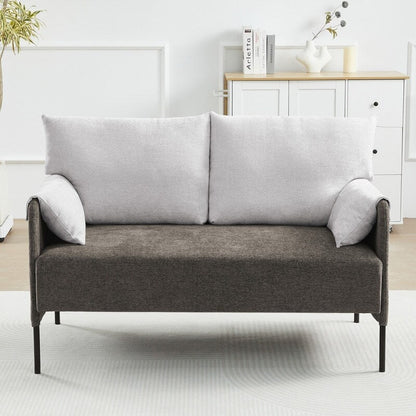 Two-Tone Loveseat Sofa with Wrapped Armrests