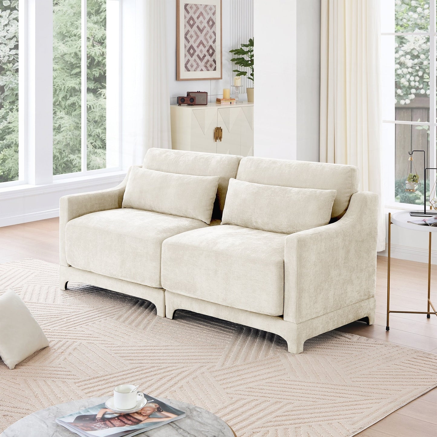 Two seater Chenille Fabric sofa