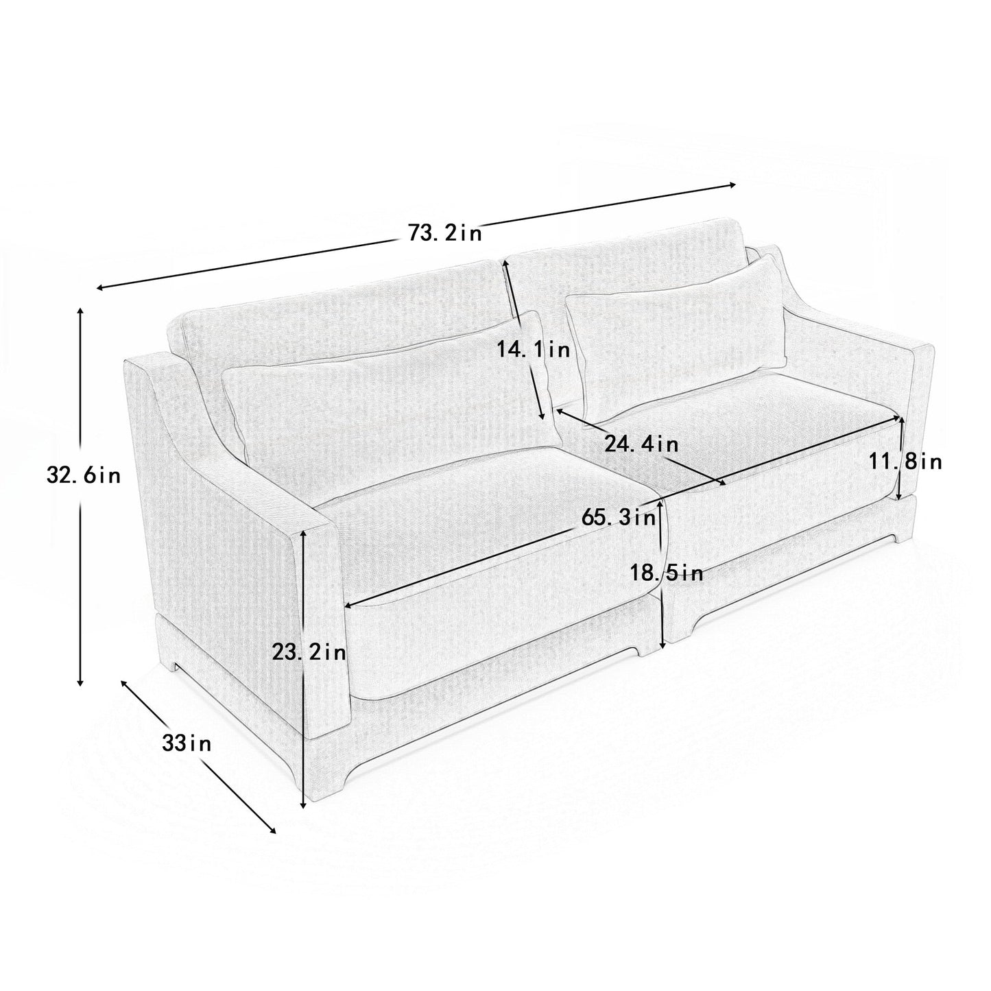 Two seater Chenille Fabric sofa
