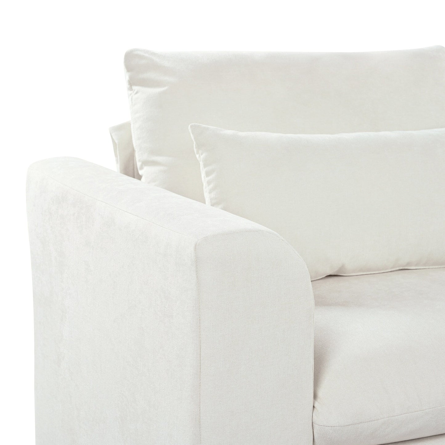 U-Shaped Linen Upholstered 6-Seat Sectional Sofa with 2 Movable Storage Ottomans for Living Room Home Theaters