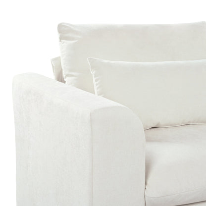U-Shaped Linen Upholstered 6-Seat Sectional Sofa with 2 Movable Storage Ottomans for Living Room Home Theaters